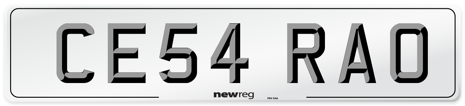 CE54 RAO Number Plate from New Reg